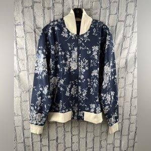 DFBK Size:L Men’s Lightweight Jacket Floral Print Full Zip 100%  Cotton
